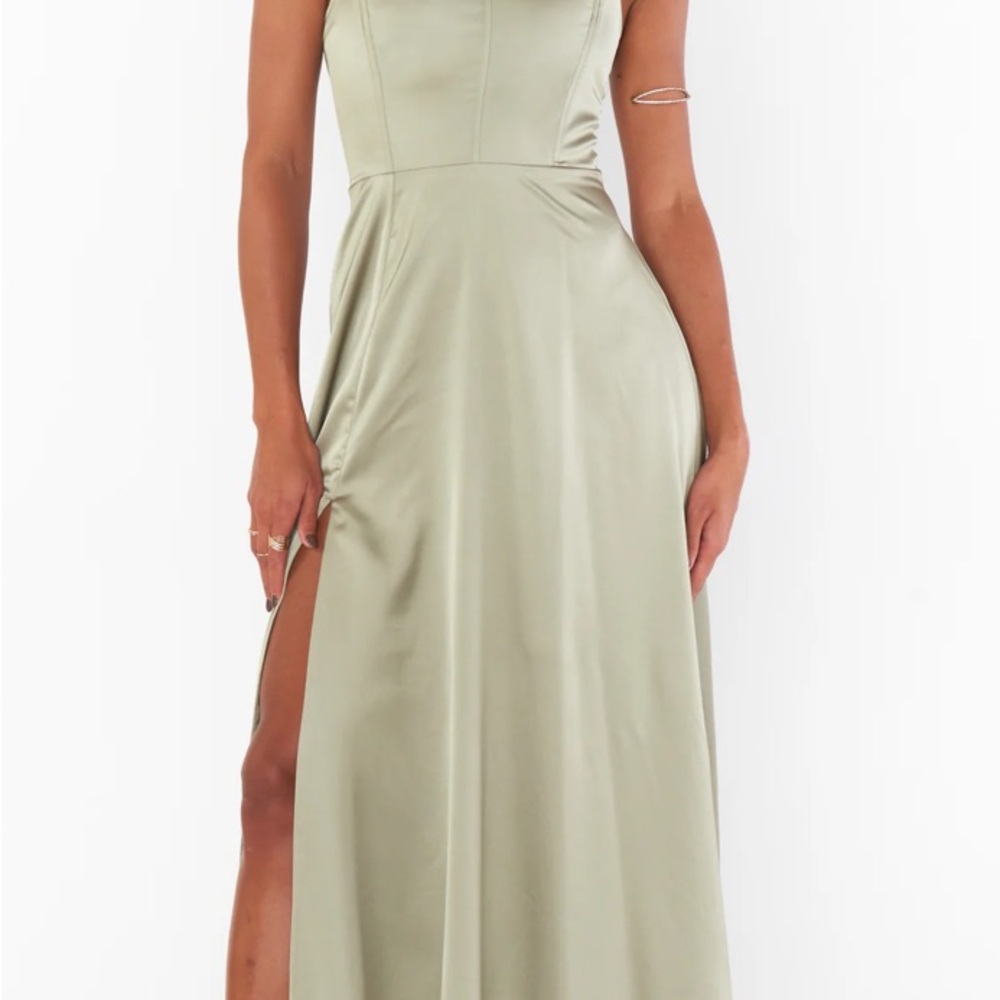 Show Me Your MuMu Sage Green Maxi Dress with Side Slit